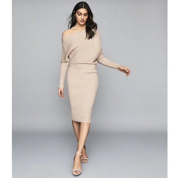 Reiss Lara Off-The-Shoulder Ribbed Midi Dress - Picture 13 of 16